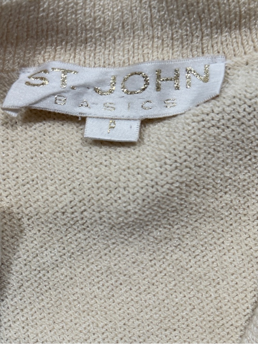 St. John Cream Knit Cardigan with Gold Buttons - Picture 9 of 13